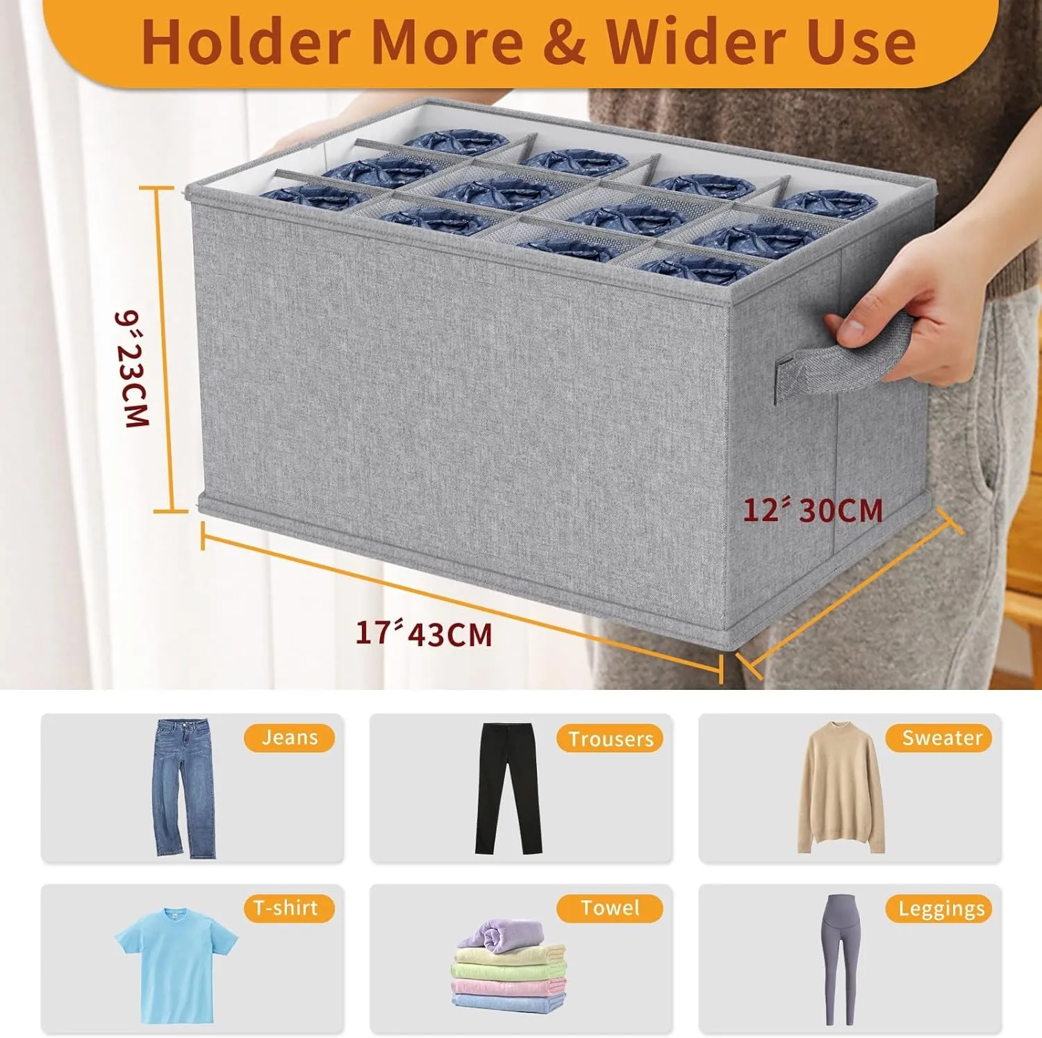 1 Pcs Wardrobe Pants Closet Storage Organiser, 12 Pocket Foldable Organizer
