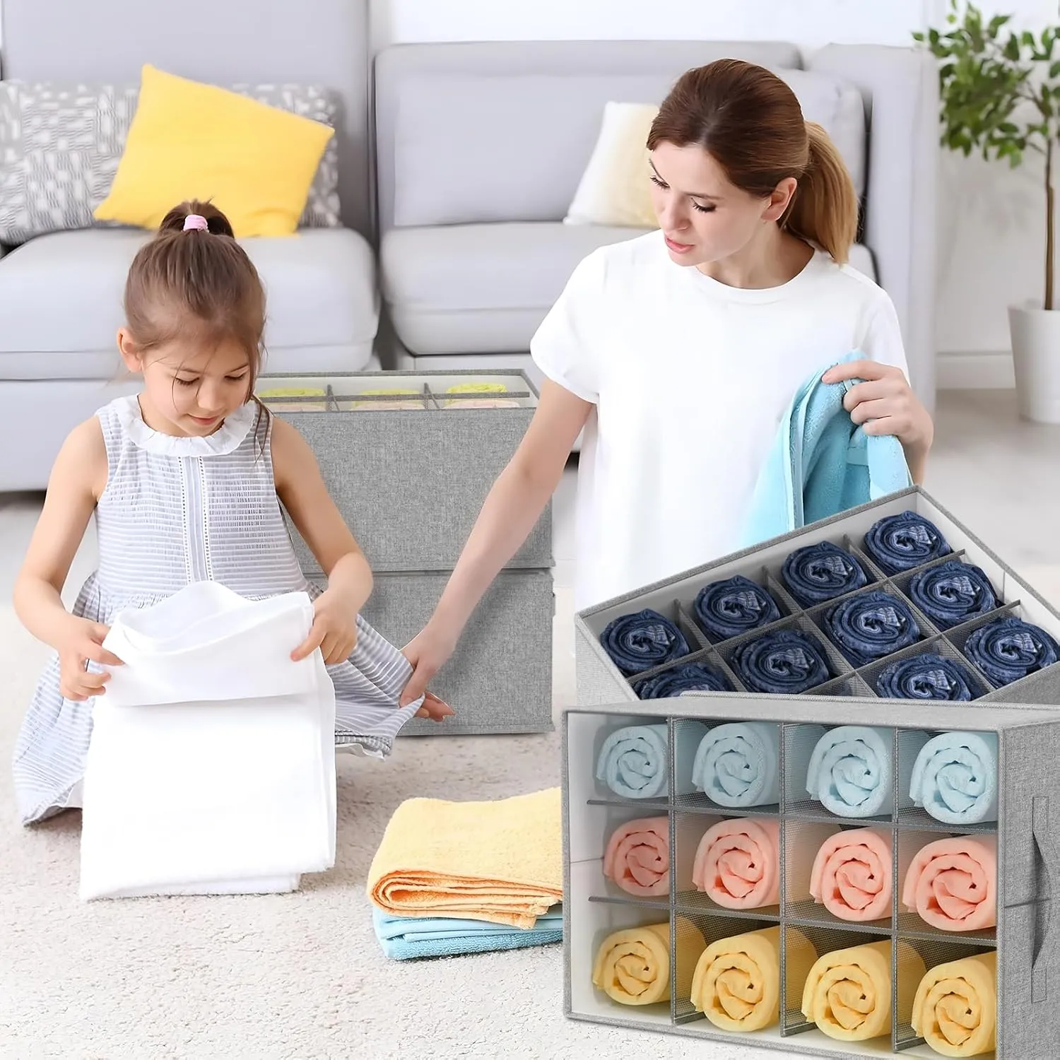 1 Pcs Wardrobe Pants Closet Storage Organiser, 12 Pocket Foldable Organizer