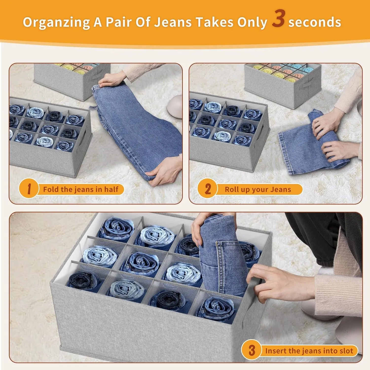 1 Pcs Wardrobe Pants Closet Storage Organiser, 12 Pocket Foldable Organizer