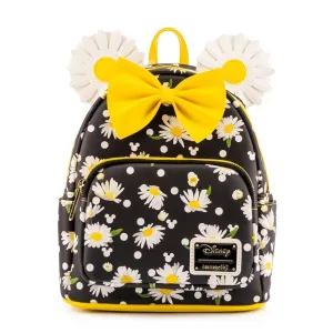 10" Disney : Mickey Mouse - Minnie Daisies Faux Leather Mini Backpack Bag Loungefly