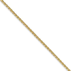 1.3mm 14k Yellow Gold Diamond Cut Solid Wheat Chain Necklace