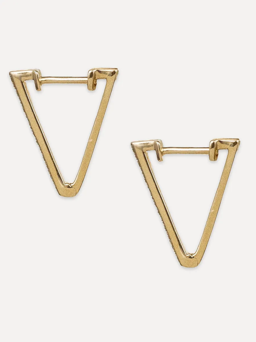 14K Diamond Triangle Hoops