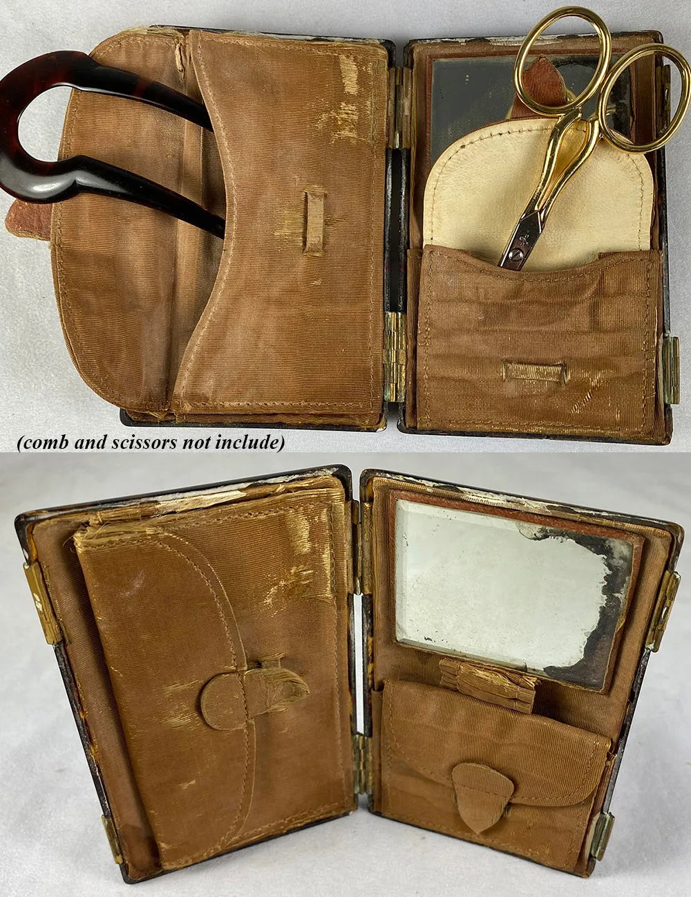 19th Century Tortoise Shell Etui, a Purse, Superb Interior and Pique with Crown Cartouche