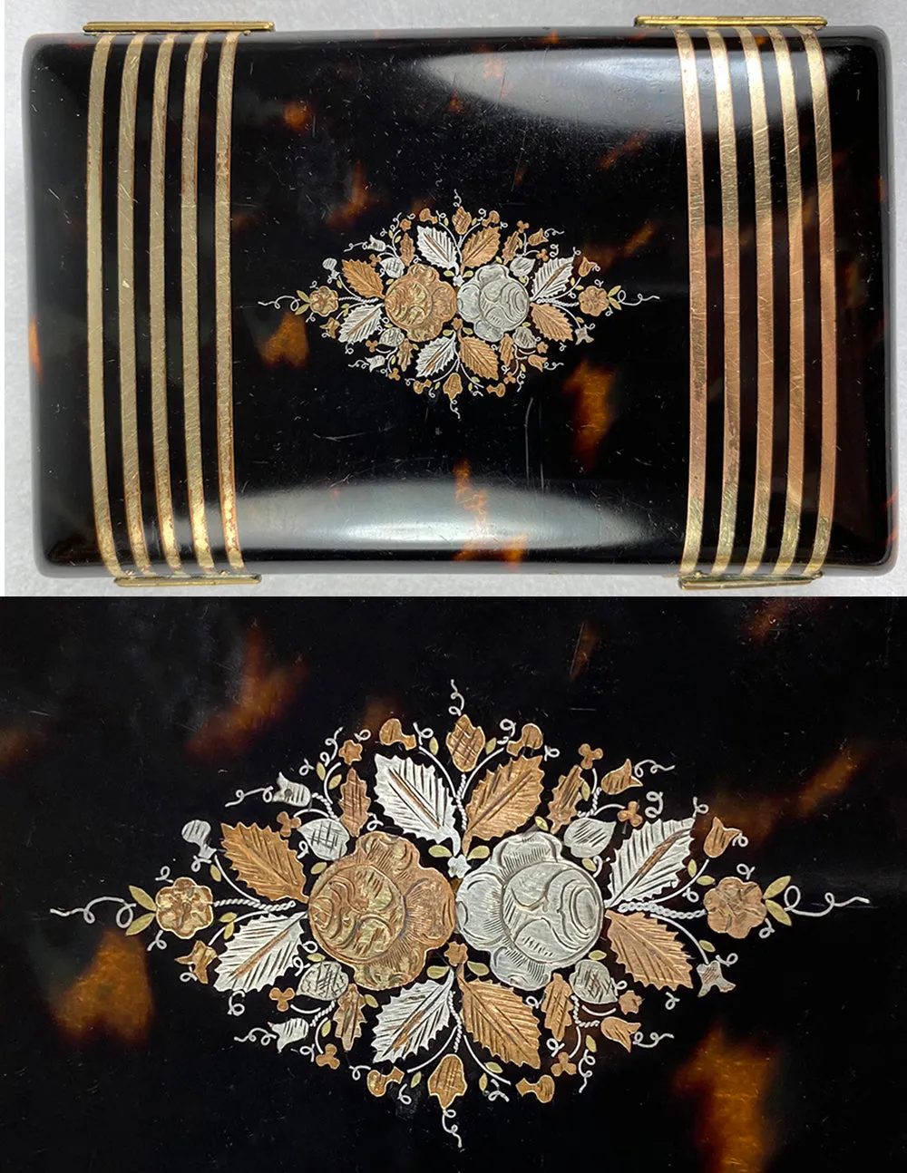 19th Century Tortoise Shell Etui, a Purse, Superb Interior and Pique with Crown Cartouche