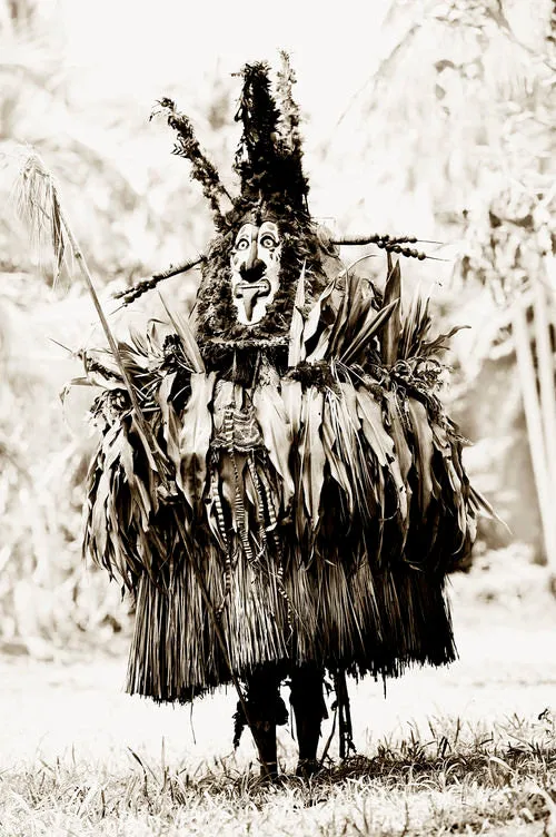 2 “Big Man” Bamboo Bib Pectoral Ornament & Coconut Necklace, Bamboo & Seed Beads, Once Worn during a Sing-Sing celebration by a Tribal Dancer from the Highlands Of Papua New Guinea, collected in the late 1900’s