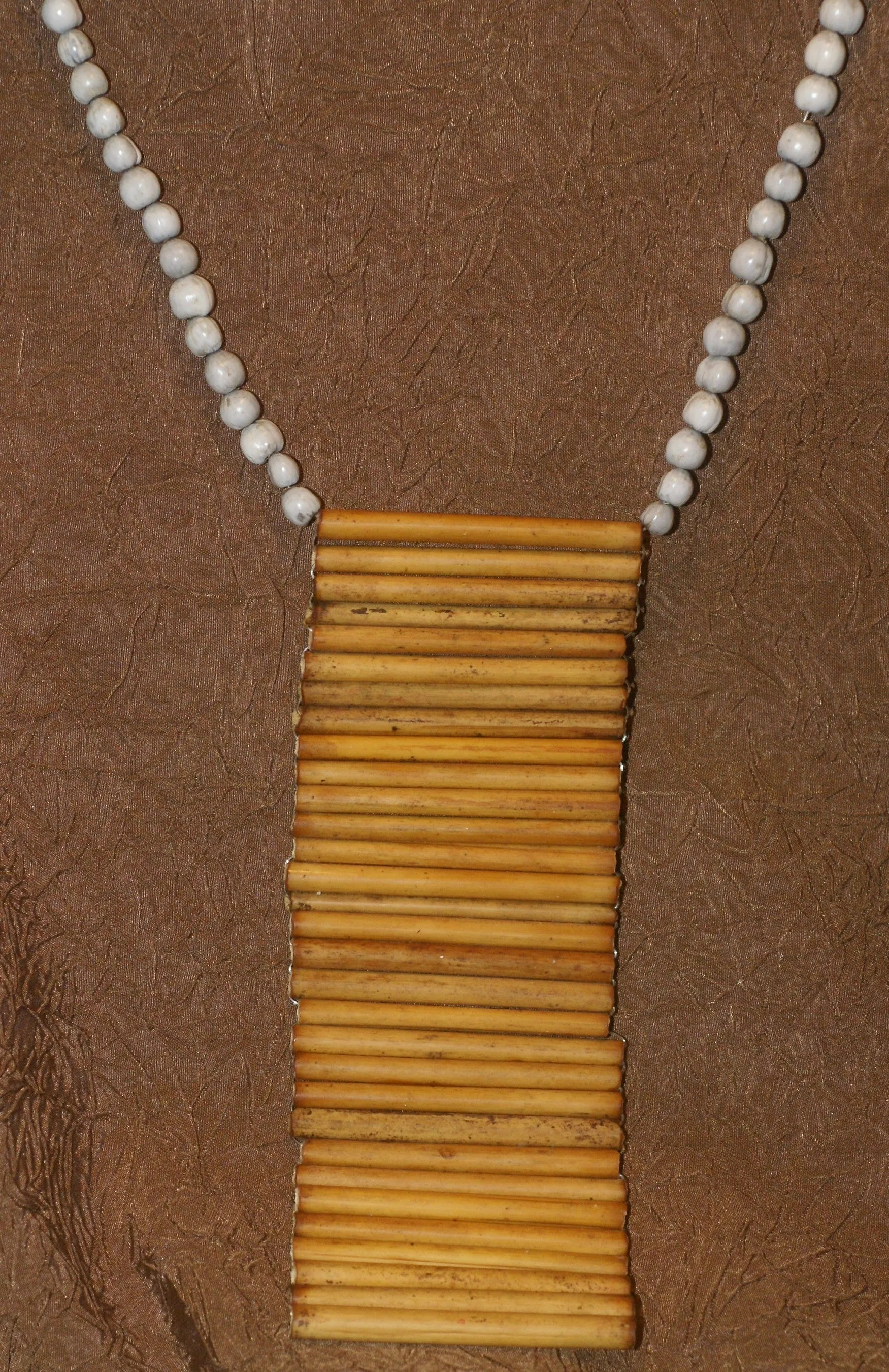 2 “Big Man” Bamboo Bib Pectoral Ornament & Coconut Necklace, Bamboo & Seed Beads, Once Worn during a Sing-Sing celebration by a Tribal Dancer from the Highlands Of Papua New Guinea, collected in the late 1900’s
