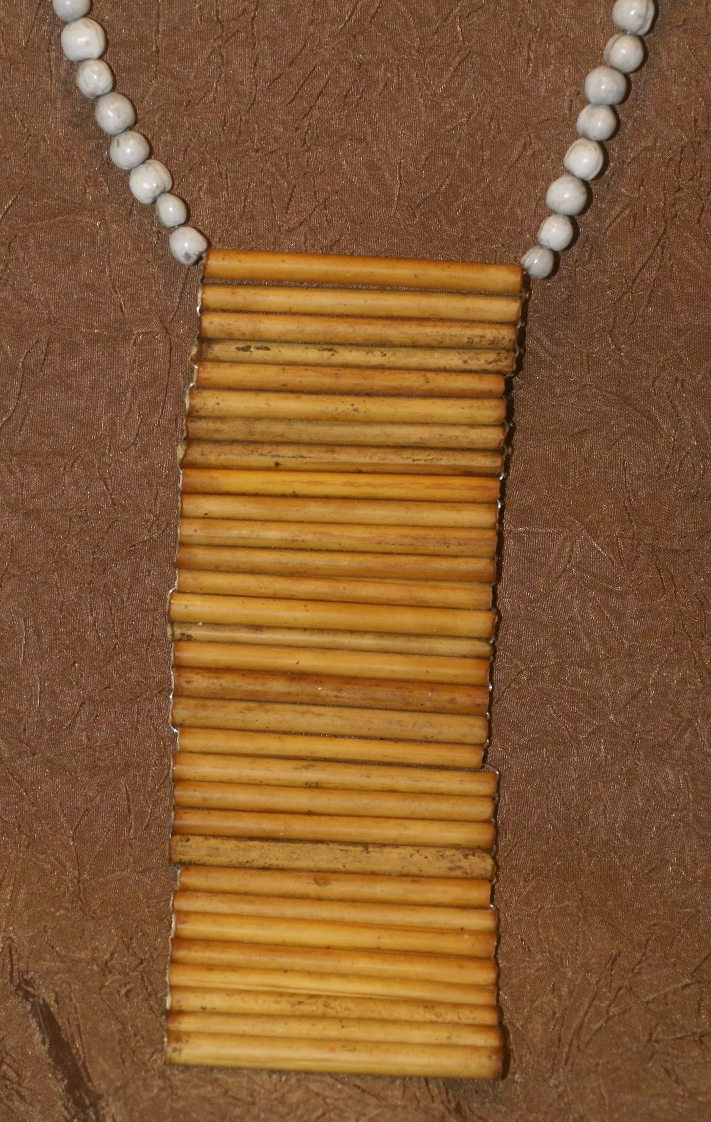 2 “Big Man” Bamboo Bib Pectoral Ornament & Coconut Necklace, Bamboo & Seed Beads, Once Worn during a Sing-Sing celebration by a Tribal Dancer from the Highlands Of Papua New Guinea, collected in the late 1900’s