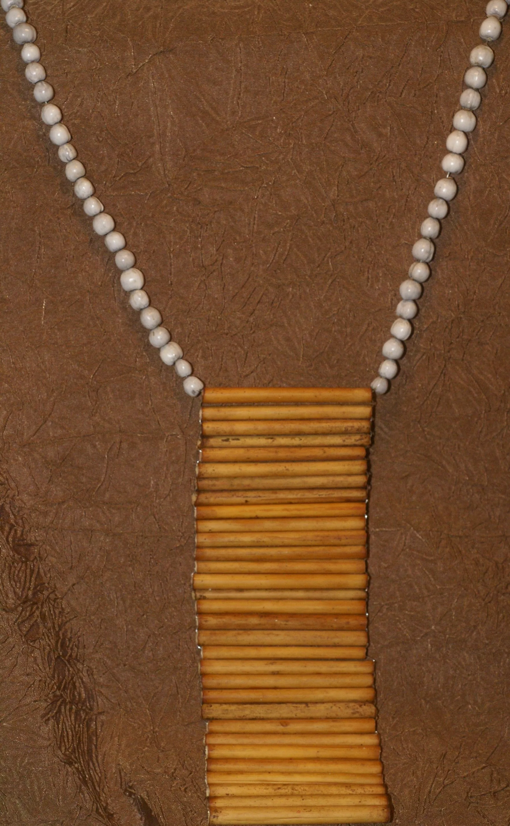 2 “Big Man” Bamboo Bib Pectoral Ornament & Coconut Necklace, Bamboo & Seed Beads, Once Worn during a Sing-Sing celebration by a Tribal Dancer from the Highlands Of Papua New Guinea, collected in the late 1900’s