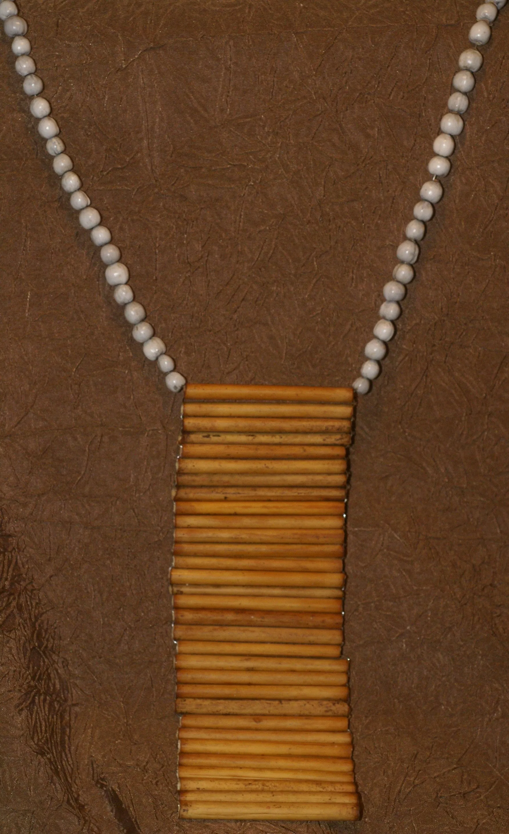 2 “Big Man” Bamboo Bib Pectoral Ornament & Coconut Necklace, Bamboo & Seed Beads, Once Worn during a Sing-Sing celebration by a Tribal Dancer from the Highlands Of Papua New Guinea, collected in the late 1900’s