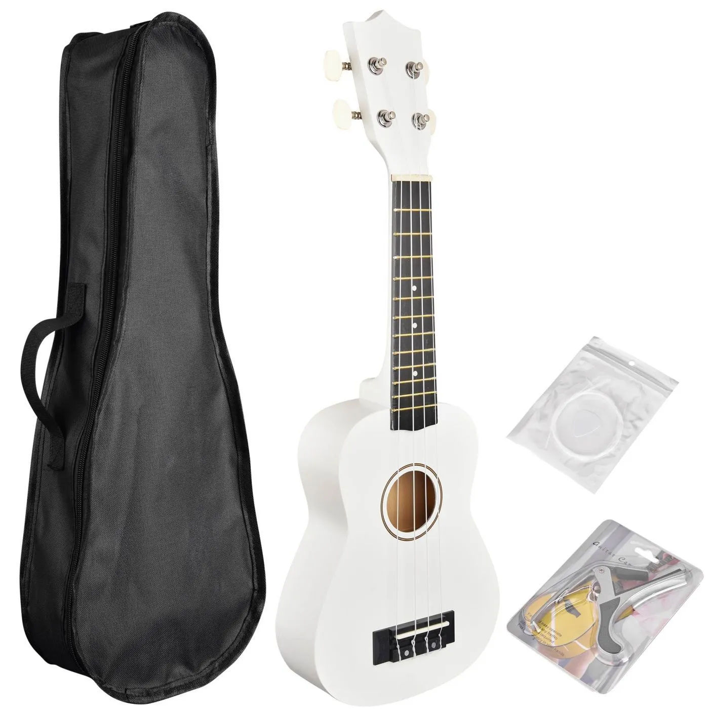 21" 4 String Ukulele Hawaiian Guitar Concert Music Show Talent Gift w/ Bag Tuner White