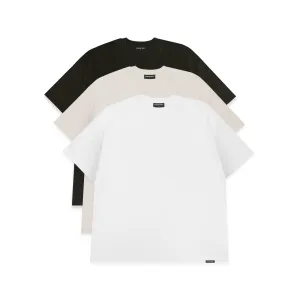 3 Pack Regular Fit T-Shirt | Black Off-White White