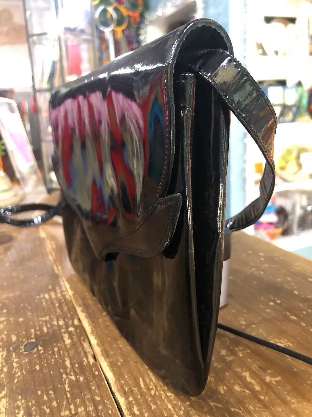 80s Charles Jourdan Black Patent Purse