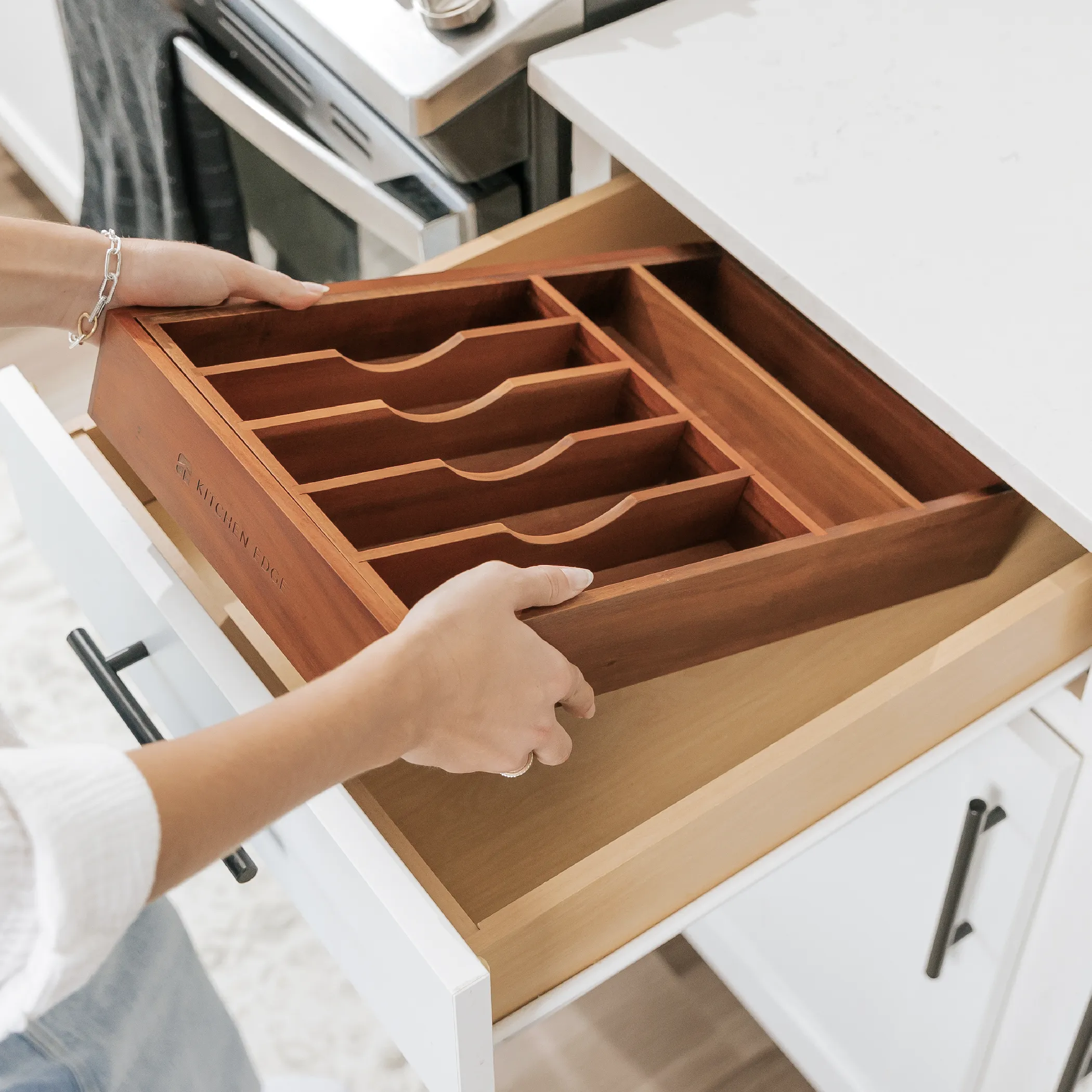 Acacia Drawer Organizer for Silverware & Utensils (Expands 10.5-19in)