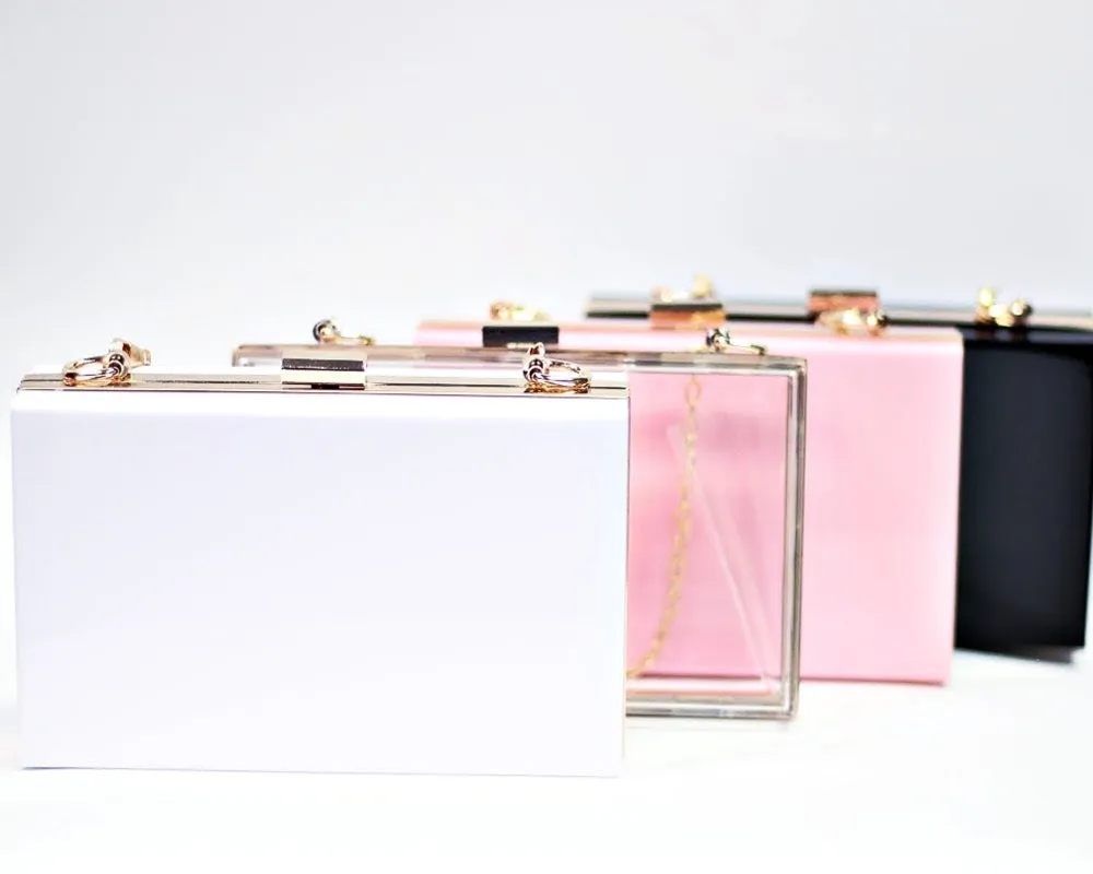 Acrylic clutch bag shoulder bag with removable chain Clear