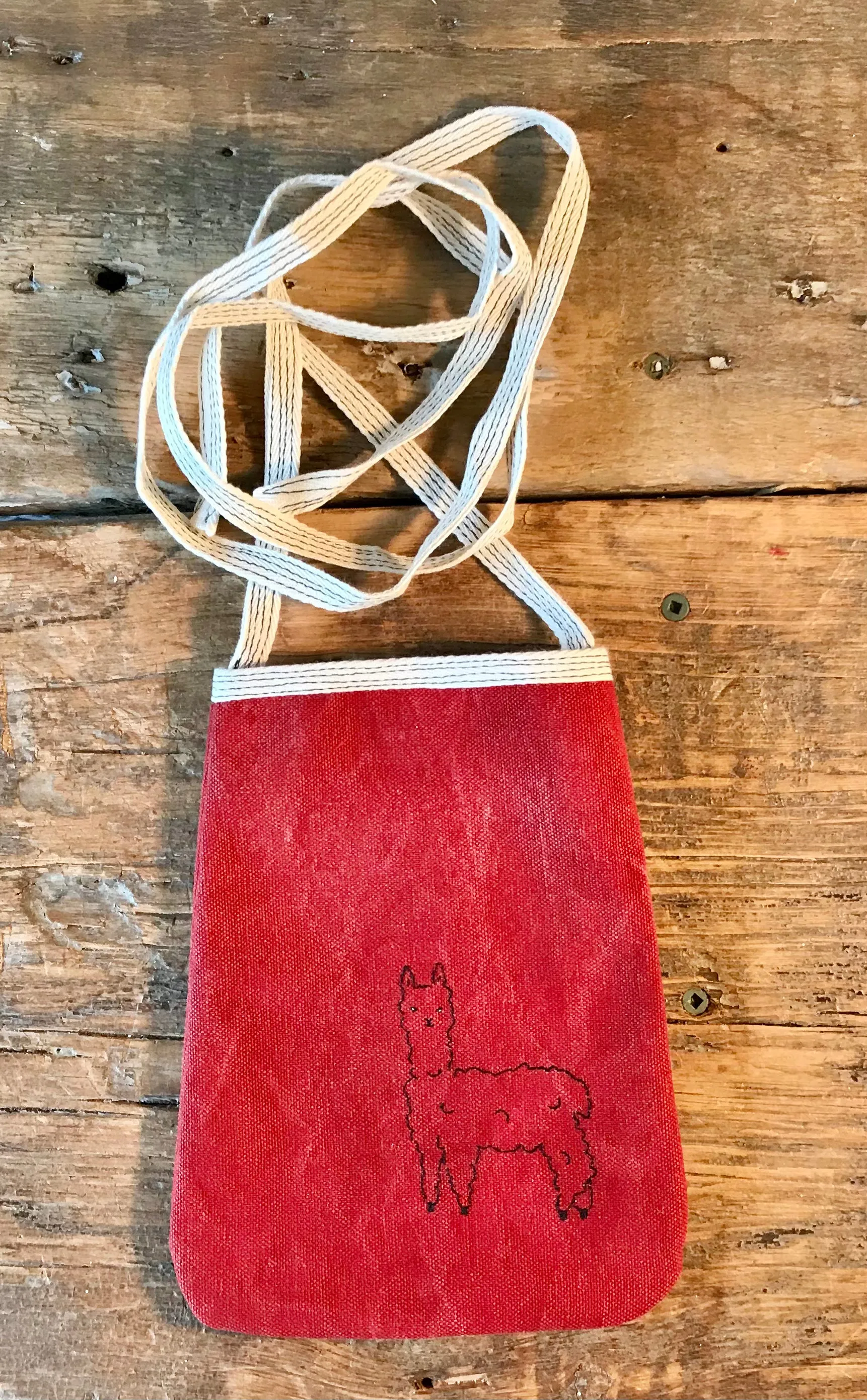 Alpaca “Pocket-Purse” - Hand-made, Natural dyed cotton/hemp