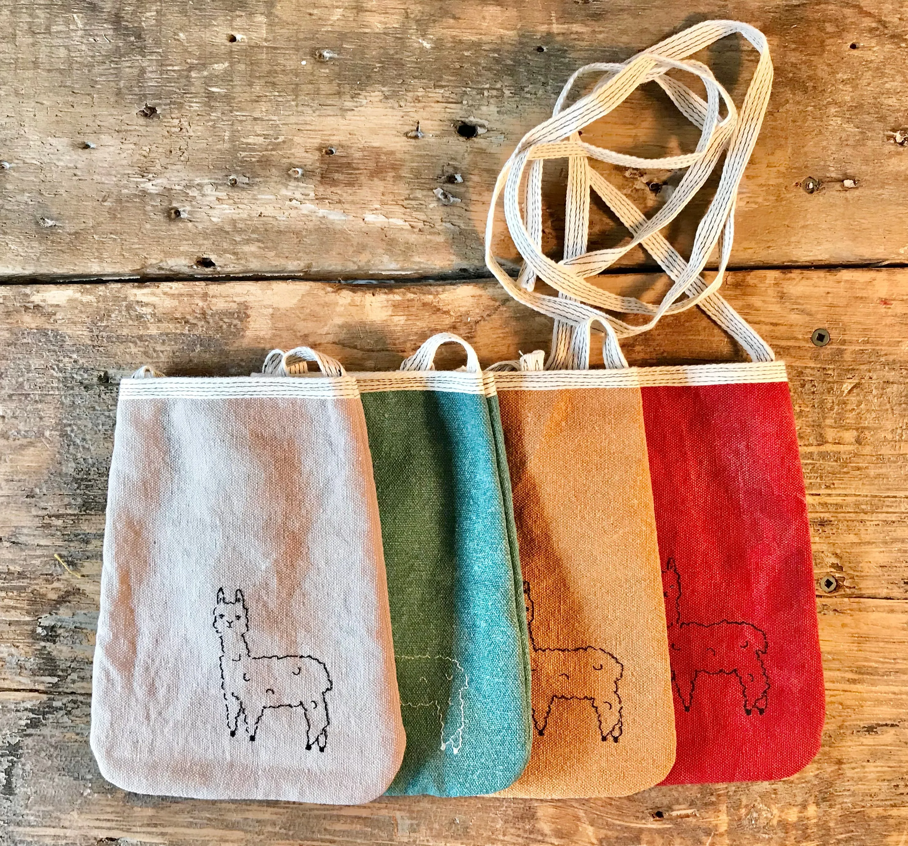 Alpaca “Pocket-Purse” - Hand-made, Natural dyed cotton/hemp