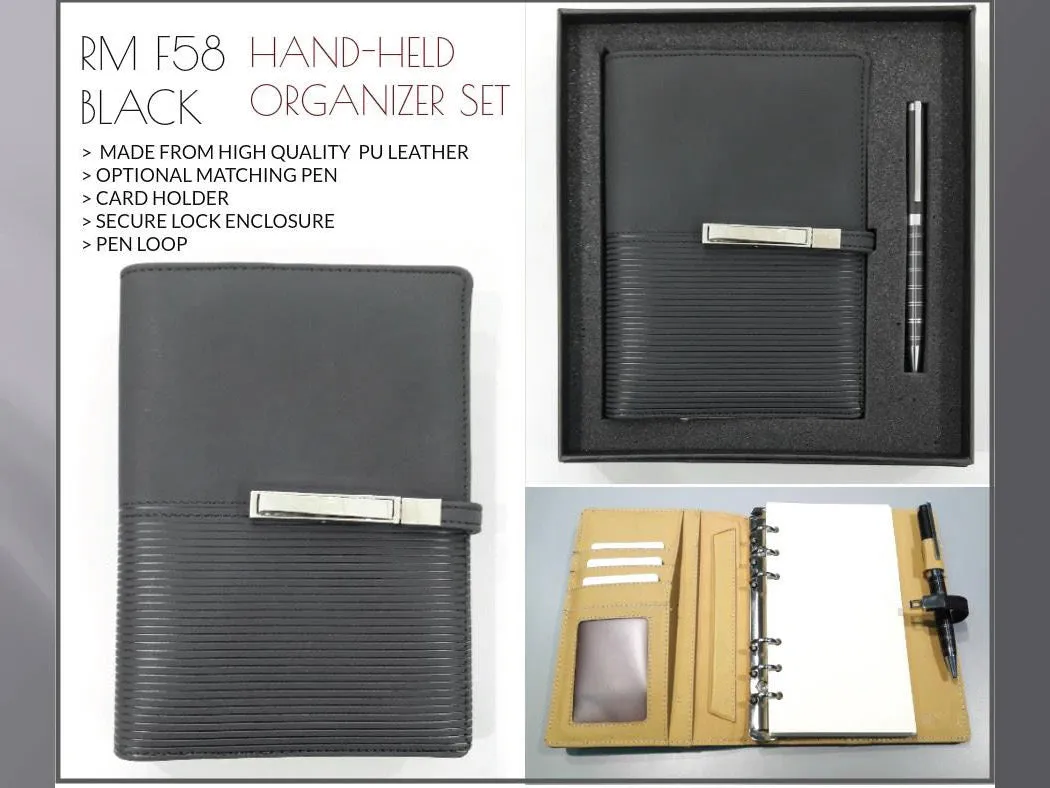AMS-RM-F 58 - (Black) PU Leather Organizer