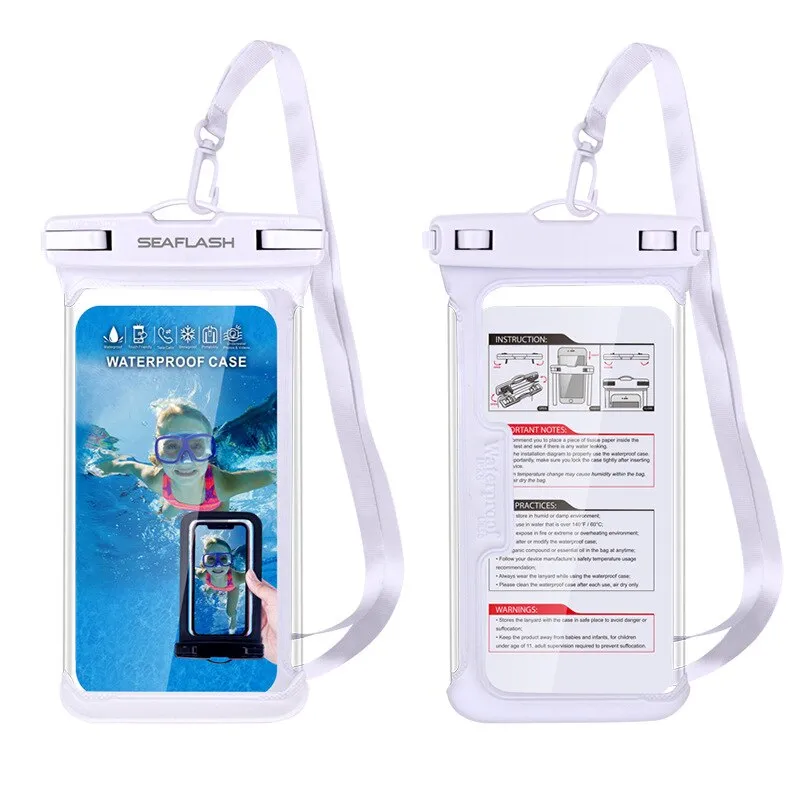 Anti-falling Waterproof Swimming Phone Case Holder Underwater Snowproof Touchscreen 6.9inch
