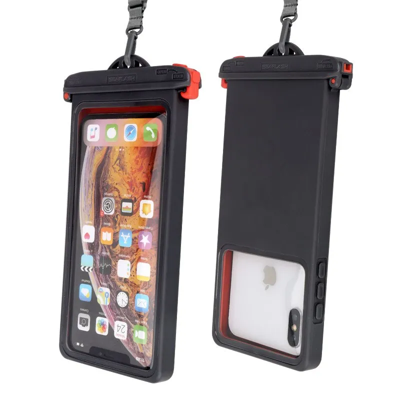 Anti-falling Waterproof Swimming Phone Case Holder Underwater Snowproof Touchscreen 6.9inch