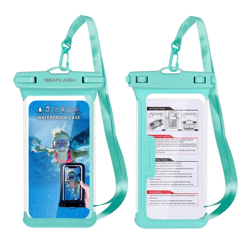 Anti-falling Waterproof Swimming Phone Case Holder Underwater Snowproof Touchscreen 6.9inch