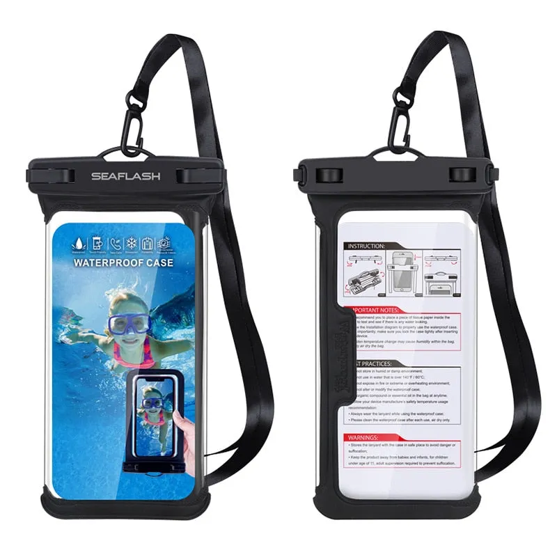 Anti-falling Waterproof Swimming Phone Case Holder Underwater Snowproof Touchscreen 6.9inch