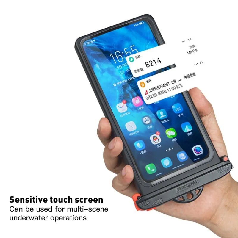 Anti-falling Waterproof Swimming Phone Case Holder Underwater Snowproof Touchscreen 6.9inch