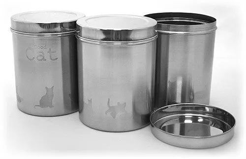 APetProject 3 Piece Stainless Steel Food Canister Set - 7.5"