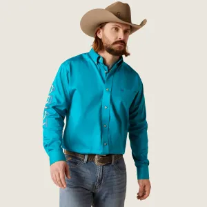 Ariat Men's Team Logo Twill Classic Fit Shirt, Enamel Blue