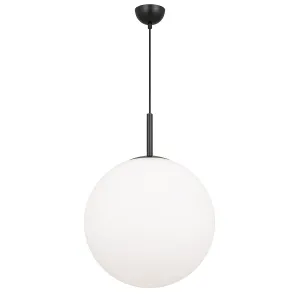 Bally 40cm Black with Opal Glass Modern Pendant