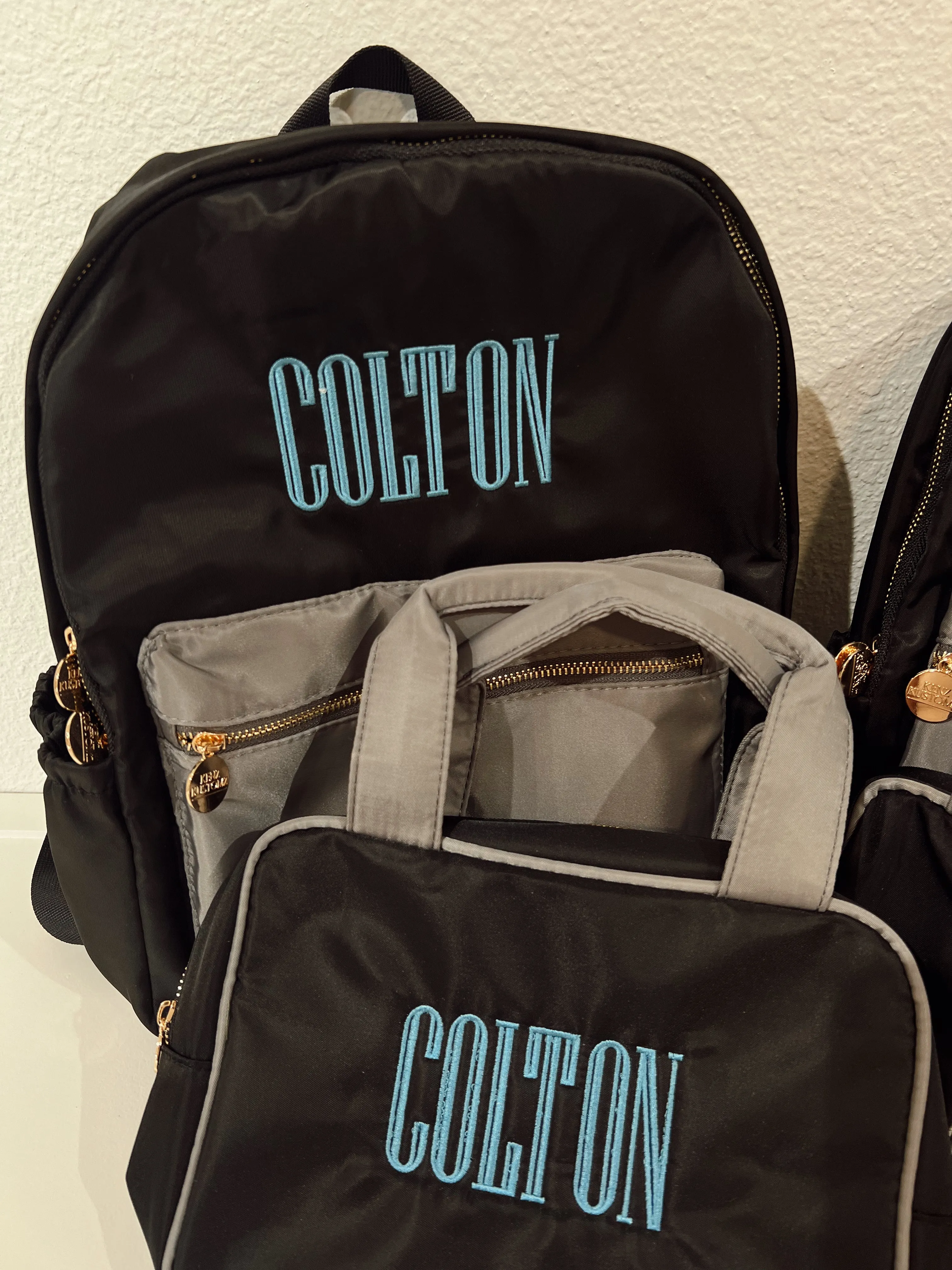 Black   Grey Colorblock Backpack