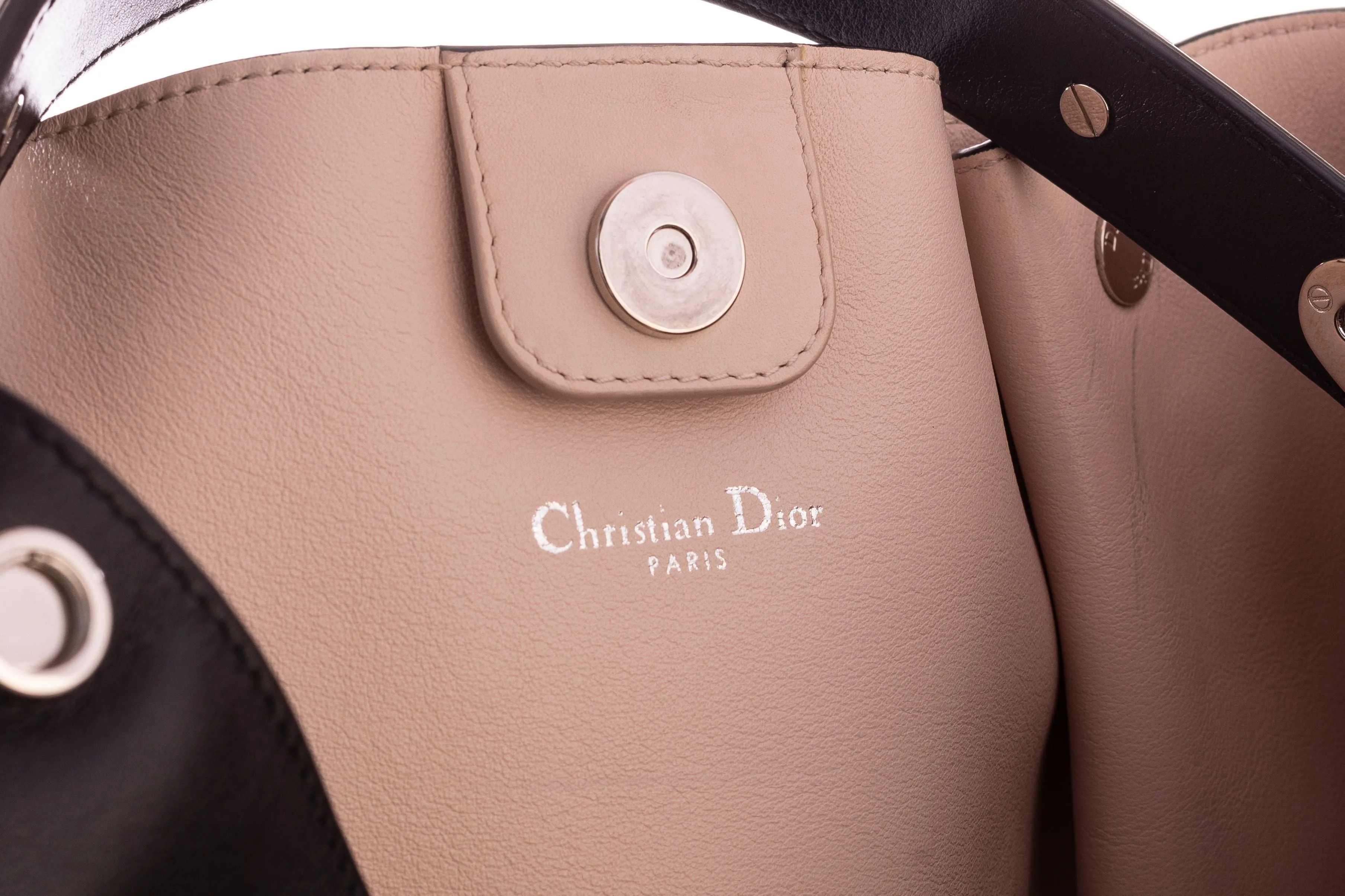 Black Leather Diorific Bucket Bag