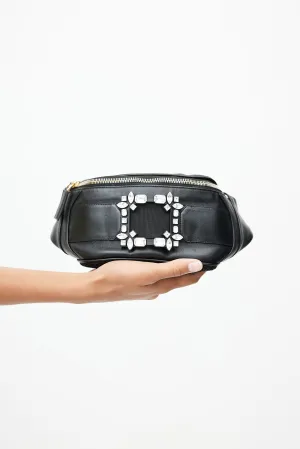 Black Leather Jewel Fanny Pack