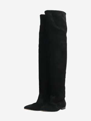 Black suede over-the-knee boots - size EU 38