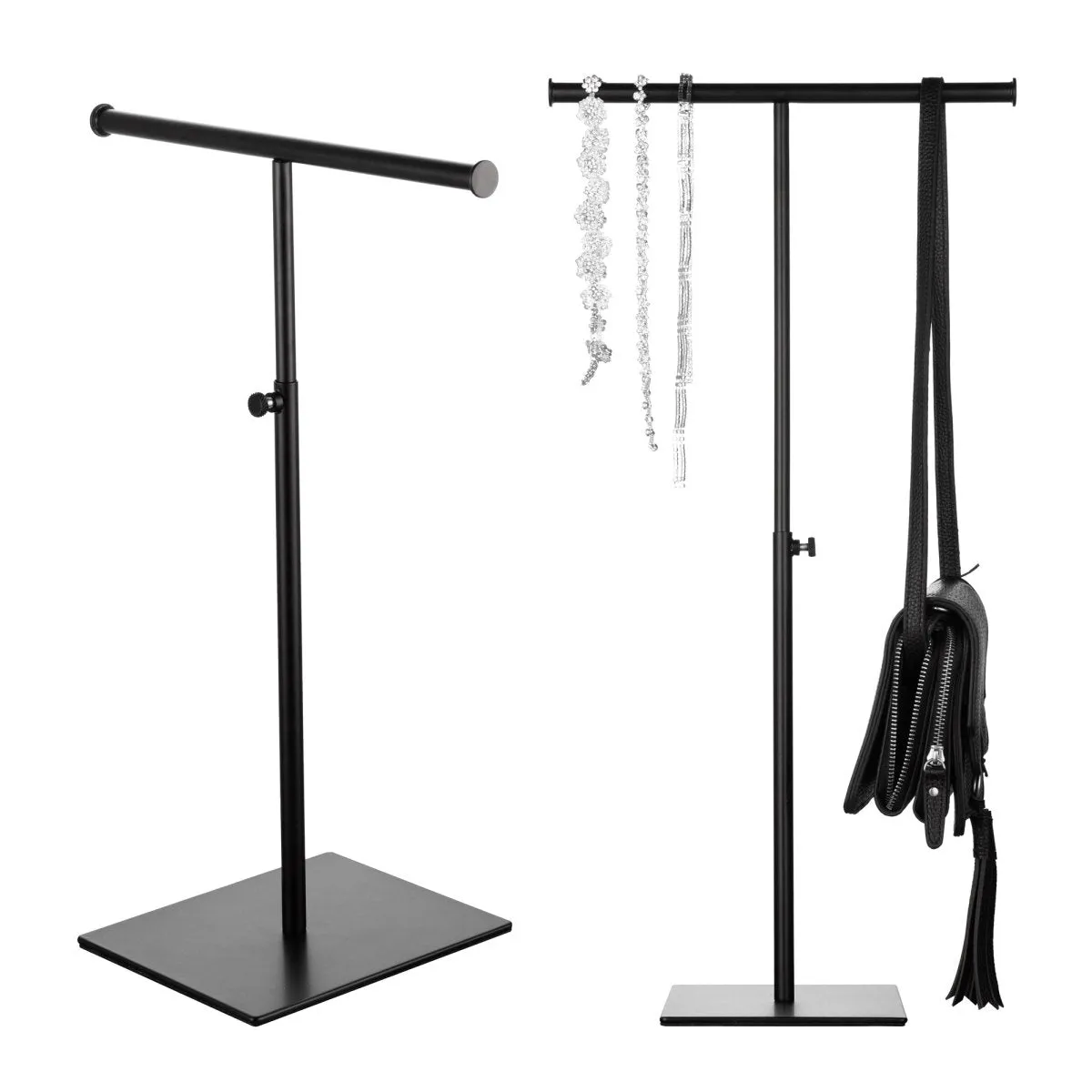Black Tabletop Purse Display Stand - Set of Two Tabletop T Bar Handbag Display Stand