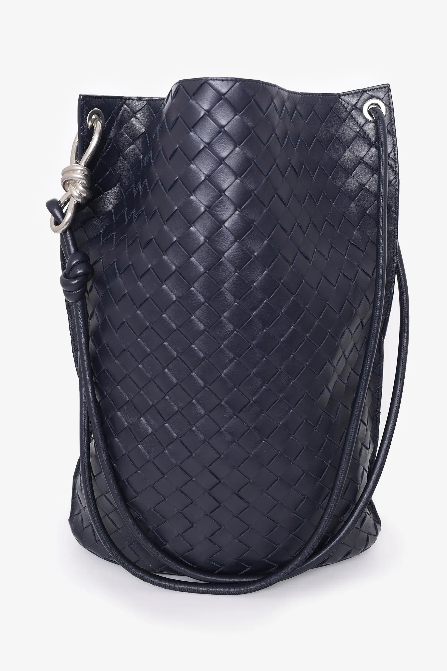 Bottega Veneta Black Leather Medium Knot Bucket Bag