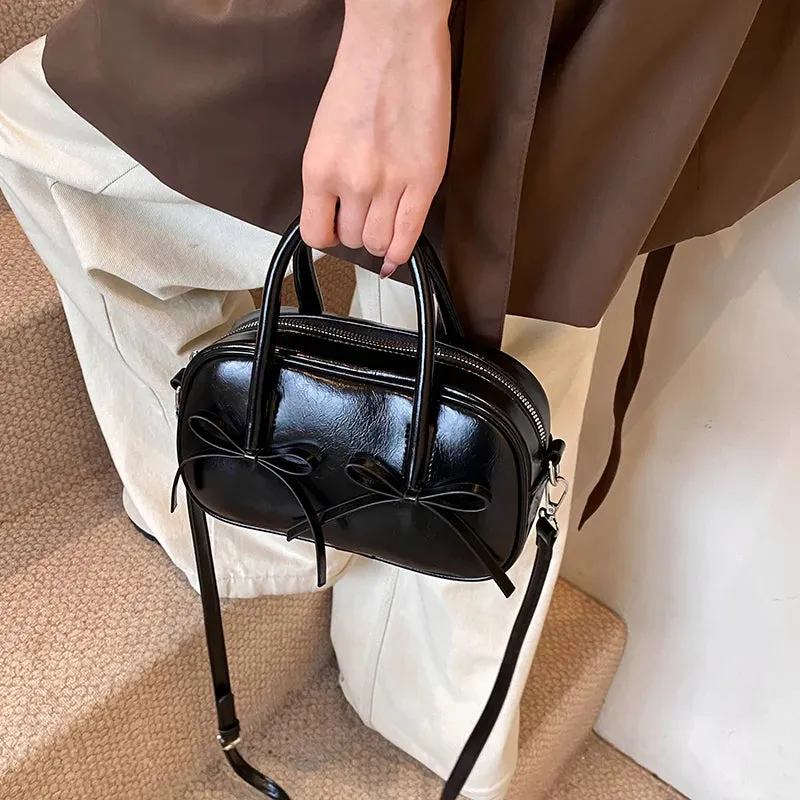 Bow Design Box Top-handle Crossbody Bag