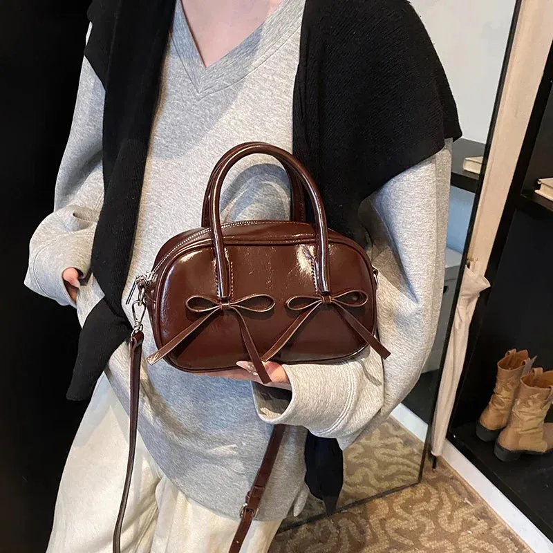 Bow Design Box Top-handle Crossbody Bag