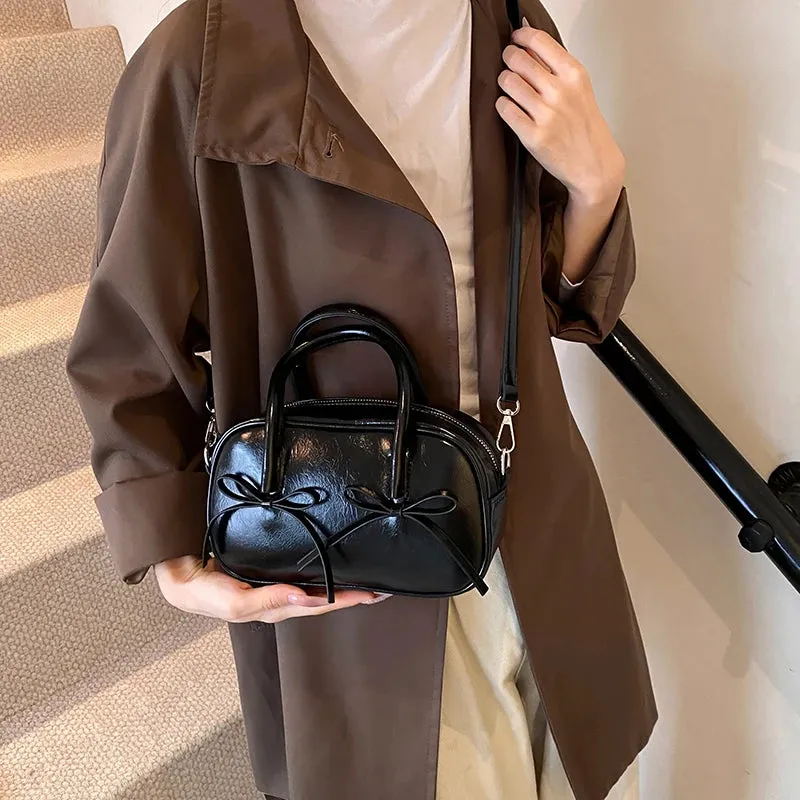 Bow Design Box Top-handle Crossbody Bag