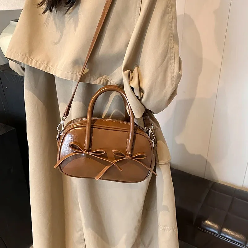 Bow Design Box Top-handle Crossbody Bag