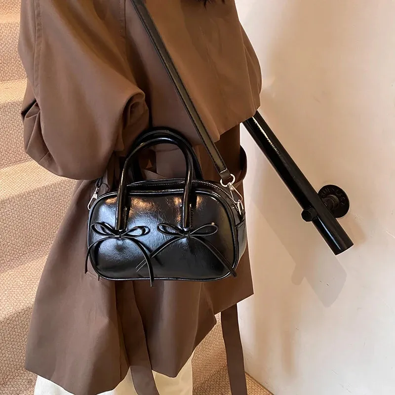 Bow Design Box Top-handle Crossbody Bag