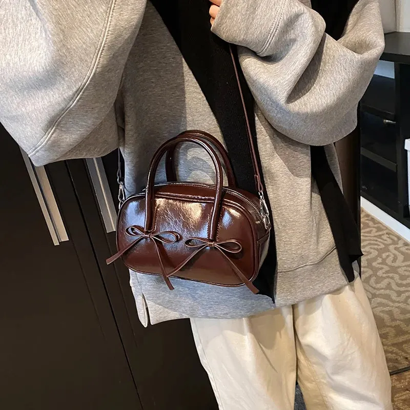 Bow Design Box Top-handle Crossbody Bag