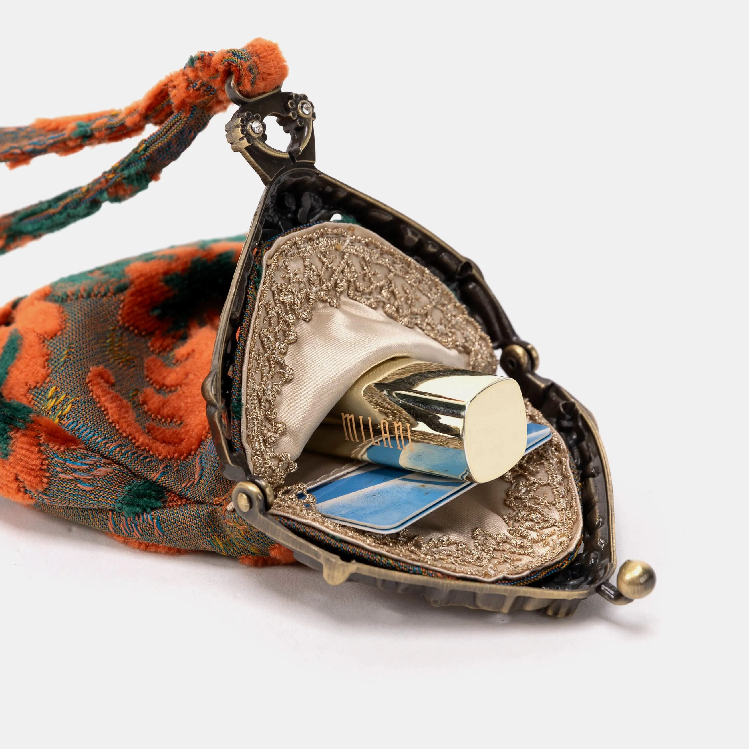 Burnout Velvet Revival Jade Chatelaine Purse Wristlet Bag