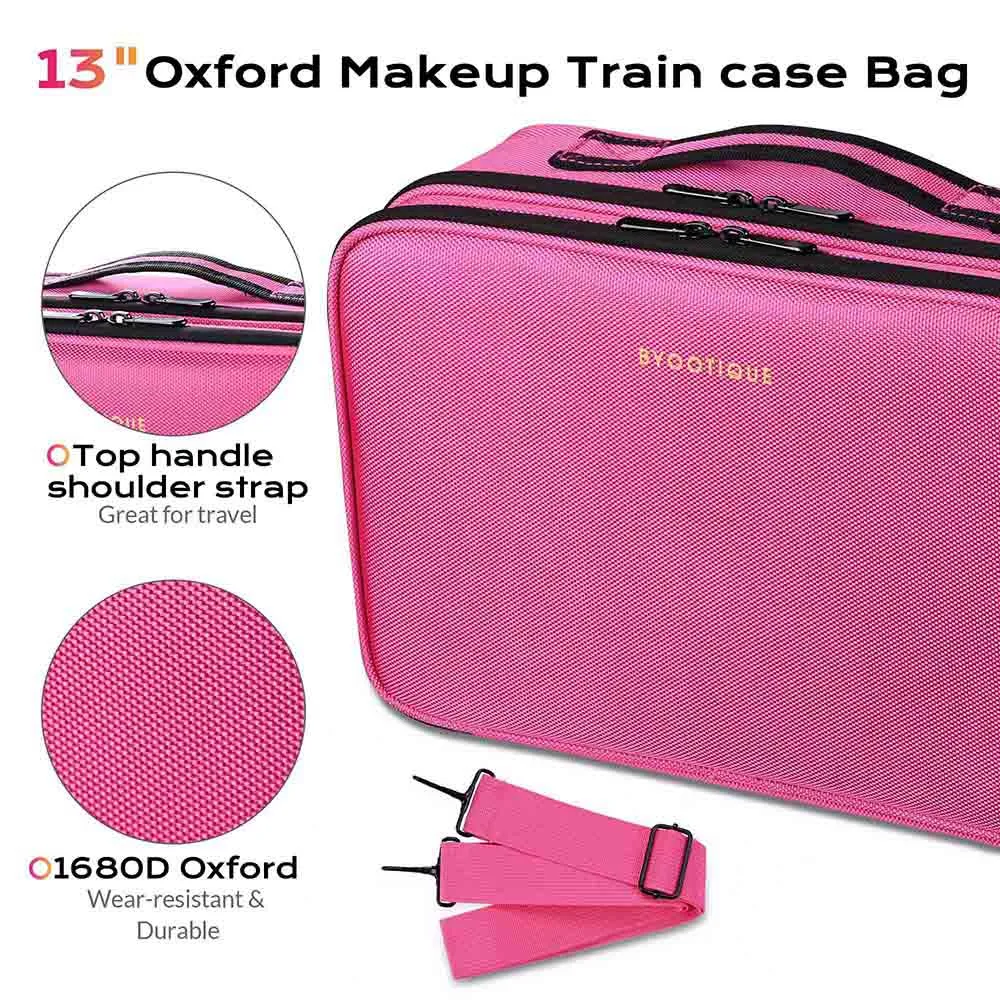Byootique MassLux 13" Makeup Case with Divider for Travel Fuchsia