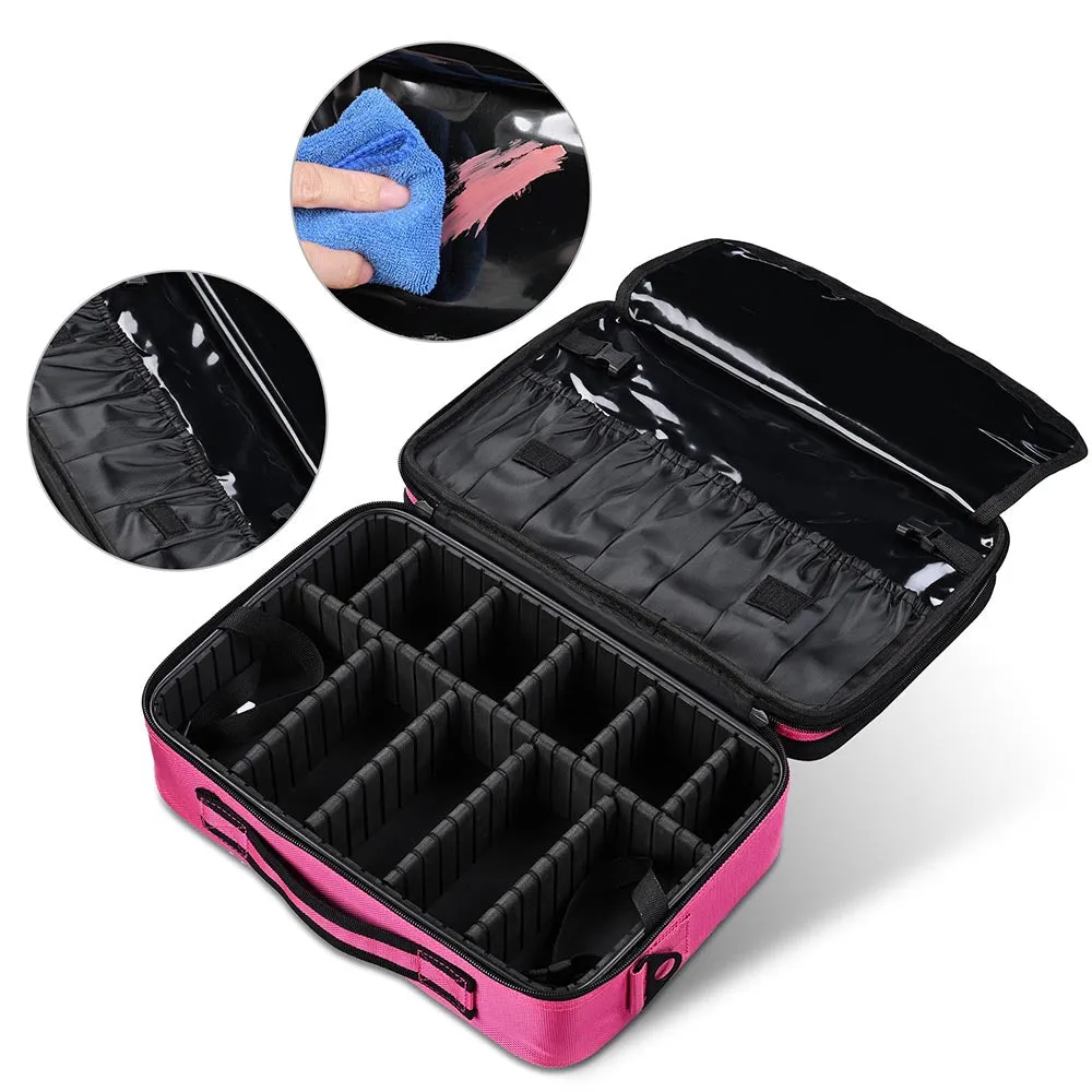 Byootique MassLux 13" Makeup Case with Divider for Travel Fuchsia
