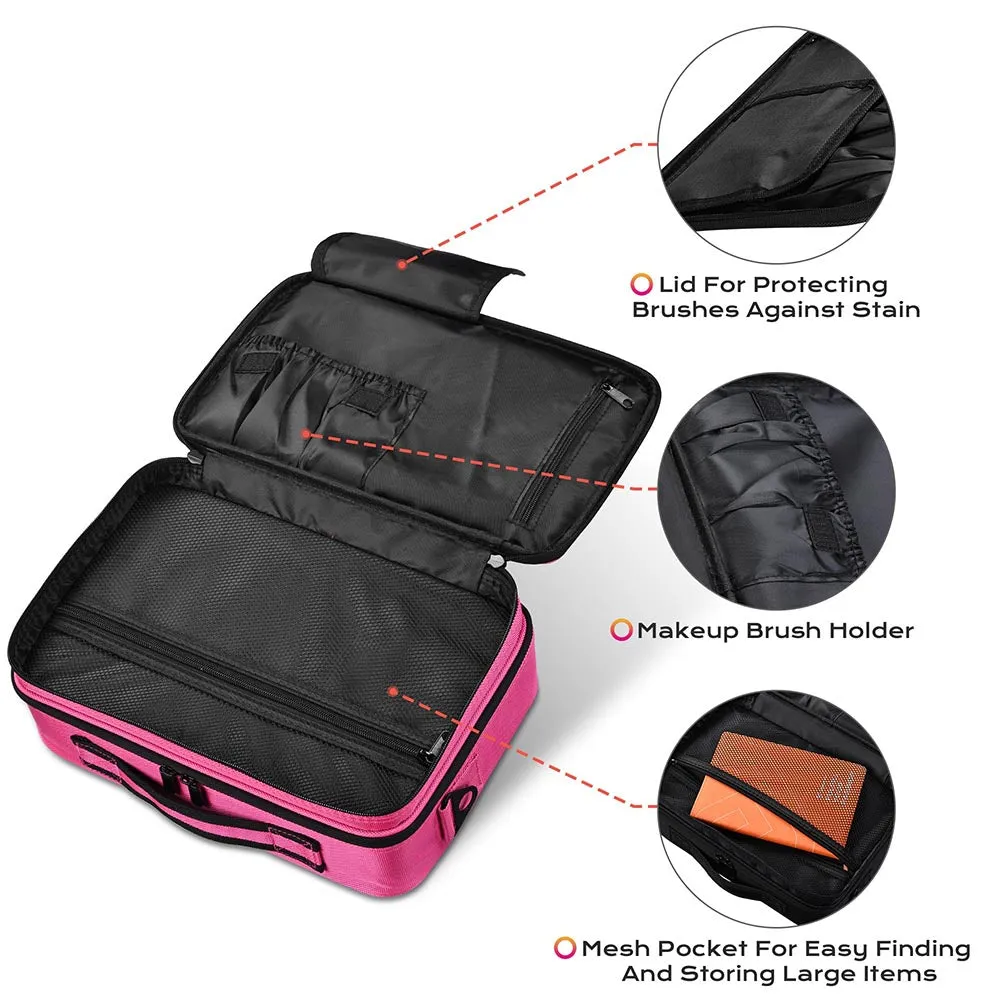 Byootique MassLux 13" Makeup Case with Divider for Travel Fuchsia