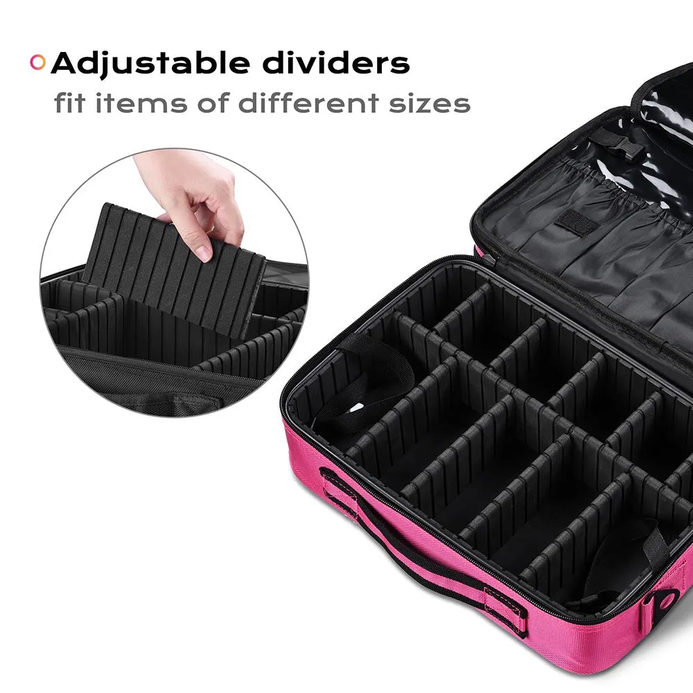 Byootique MassLux 13" Makeup Case with Divider for Travel Fuchsia