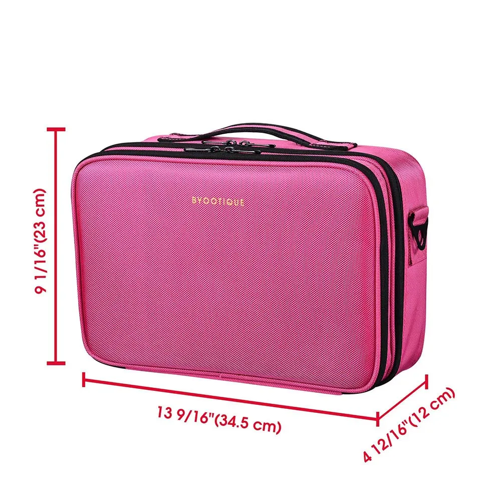 Byootique MassLux 13" Makeup Case with Divider for Travel Fuchsia