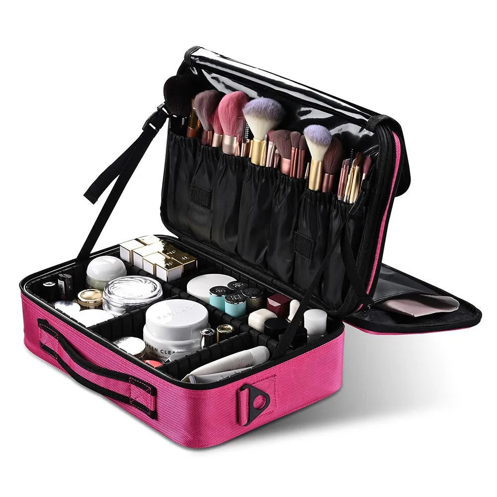 Byootique MassLux 13" Makeup Case with Divider for Travel Fuchsia