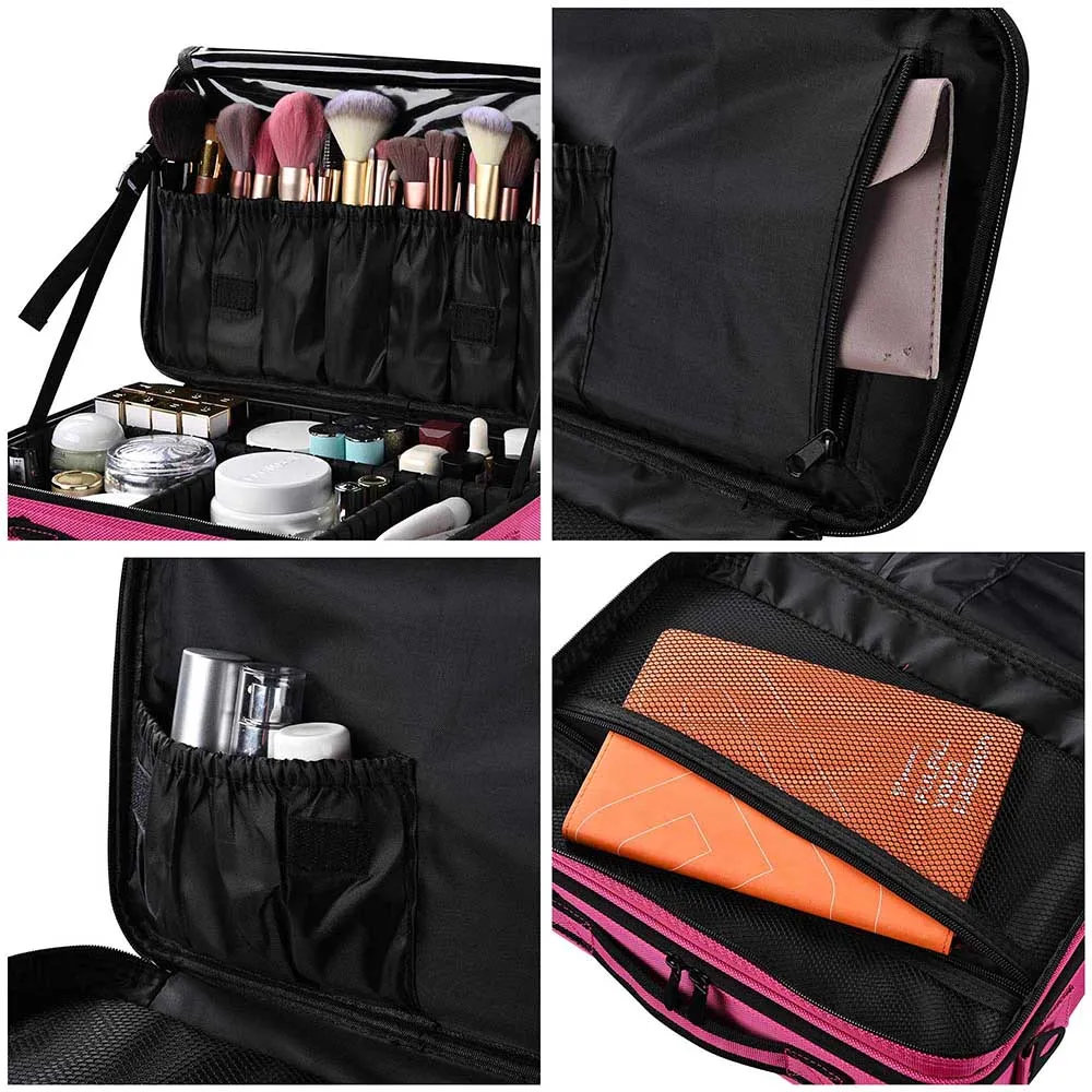 Byootique MassLux 13" Makeup Case with Divider for Travel Fuchsia