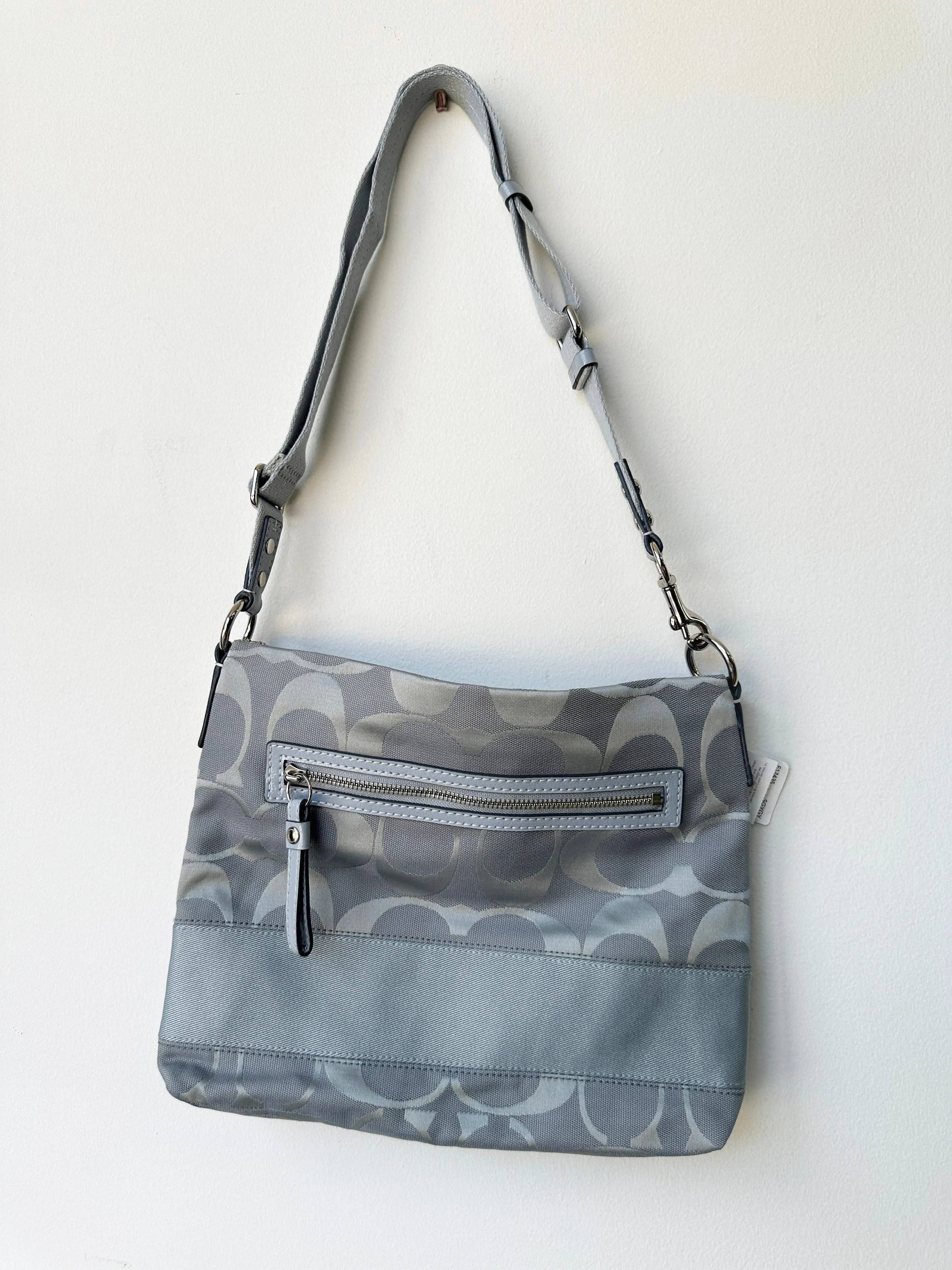 Canvas Crossbody Bag in Silver and Gray